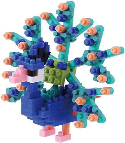 nanoblock NBC-142 - Peacock /Pfau, Minibaustein 3D-Puzzle, Mini Collection Serie, 140 Teile, Schwierigkeitsstufe 2, mittel von nanoblock