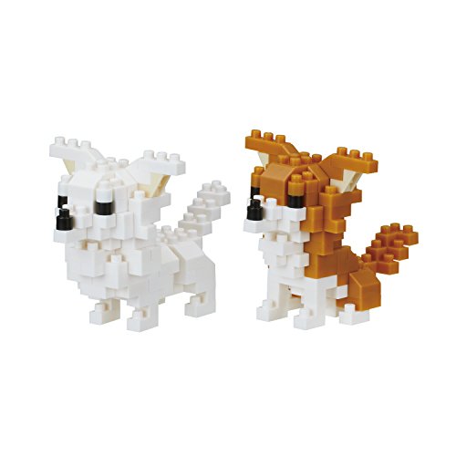 BANDAI - Nanoblock - Hundefiguren Chihuahuas - 2 Figuren mit 180 Bausteinen - Konstruktionsspielzeug Bausteine Hunde, Tier - Baukit Spielzeug für Kinder ab 12 Jahren Jugendliche Erwachsene - NBC259 von BANDAI