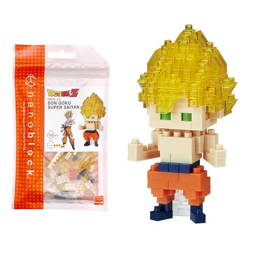 Bandai - Nanoblock - Son Goku Super Saiyan - Dragon Ball Z - Mini-Bausteinfigur - Konstruktionsspiel - Bausatz für Manga-Pixel-Figur - NBDB007 von nanoblock