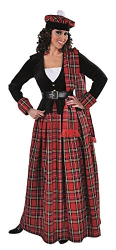 M215177-XL Damen Schottenkleid lang rot-schwarz Schottenkostüm Gr.XL von narrenkiste