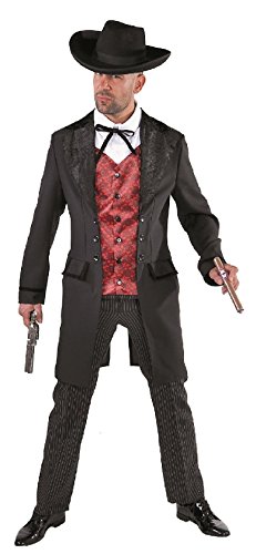 M215237-XL schwarz-rot Salon Lord Kartenspielerkostüm Cowboy Gr.XL von narrenkiste