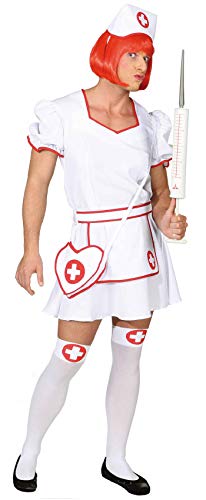 O7315-54-56 weiß-rot Herren Krankenschwester Kostüm-Kleid Nurse Gr.54-56 von narrenkiste