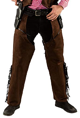 O7352-48-50 braun Herren Cowboy Chaps Wildlederimitat Gr.48-50 von narrenkiste