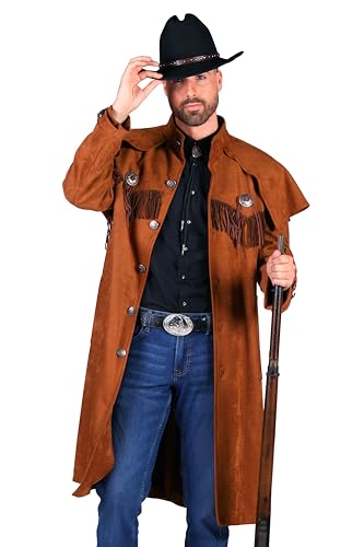 T3622-1300-S braun Herren Cowboy Mantel Trapper Jacke Gr.S=48 von narrenkiste