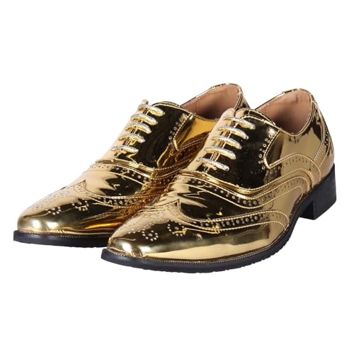 T3721-1400-41 Gold Metallic Herren Disco Party Schuhe Gr.41 von narrenkiste