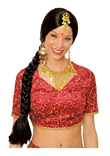 narrenkiste K11273901 schwarz Damen Bollywood Flamenco Spanierin Inderin Zopf Perücke von narrenkiste