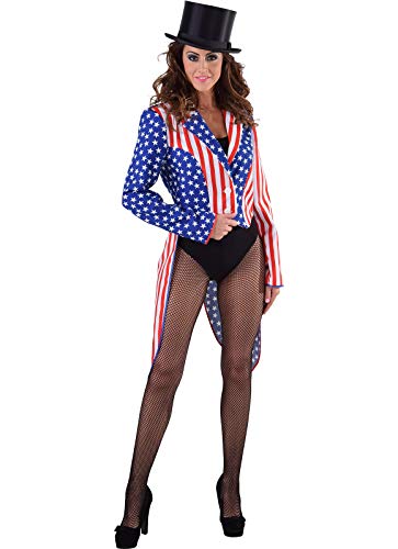 narrenkiste M216161-XS rot-weiß-blau Damen Frack Party USA Amerika Stars und Stripes Gr.XS von narrenkiste