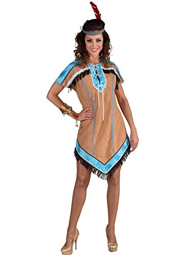 narrenkiste M220116-XXL braun-türkis Damen Indianerin Indianer Kostüm Gr.XXL=52 von narrenkiste