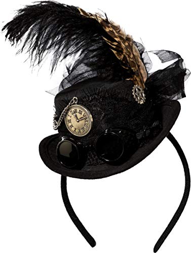 narrenkiste O21315-02 schwarz Minihut Steampunk Zylinder Haarreif von narrenkiste