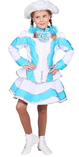 narrenkiste O5194 türkis-weiß Kinder Funkemariechen-Tanzmariechen Kostüm-Uniform (164) von narrenkiste