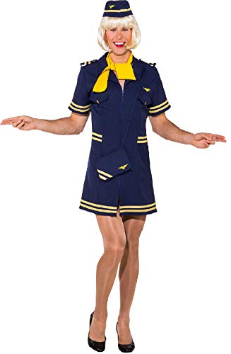 narrenkiste O7832-46-48 dunkelblau Herren Flugbegleiterin Stewardess Kleid Gr.46-48 von narrenkiste