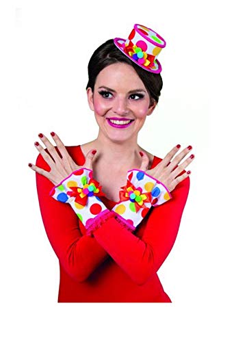 narrenkiste Oh7177 weiß-bunt Damen Clown Armmanschetten mit Punkte NOLA von narrenkiste