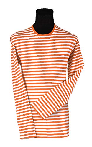 narrenkiste T2594-1202-M orange-weiß Damen-Herren Langarm Clownpulli Streifenhemd Gr.M von narrenkiste