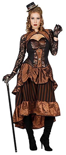 narrenkiste W4004-46 braun-schwarz Damen Rokoko Steampunk Burlesque Kleid Gr.46 von narrenkiste