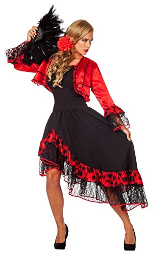 narrenkiste W4269-36 schwarz-rot Damen Spanierin-Seniora-Seniorita Kostüm-Kleid Gr.36 von narrenkiste