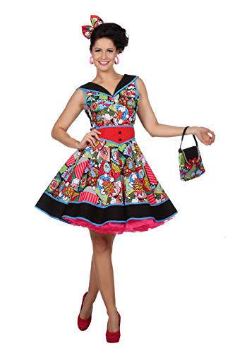 narrenkiste W4354-42 bunt Damen Disco-Party Kleid Pop-Art Gr.42 von narrenkiste