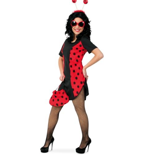 Marienkäfer Kleid Coccinella 44 mit Plüsch 1tlg Damenkleid Fasching Marienkäfer-Kostüm von narrenwelt