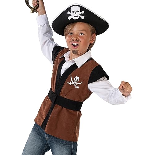 Piratenweste Pirat Weste 104 mit Gürtel Oberteil Fasching Kinder-Kostüm von narrenwelt