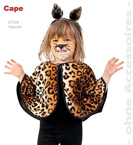 narrenwelt Cape Leo 104/116 mit Kapuze Umhang Leopard Kinder Fasching Kostüm von narrenwelt