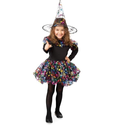 narrenwelt Kostüm Funkelhexe Hexen Kleid Hexenkleid Mädchen Kleinkind Gr. 116 Halloween Kita Karneval von narrenwelt