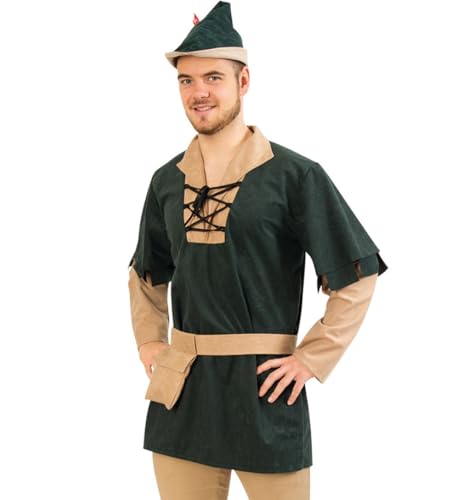 narrenwelt Robin Oberteil XXL mit Gürtel + Beutel Fasching Unisex Gr L XXL von narrenwelt