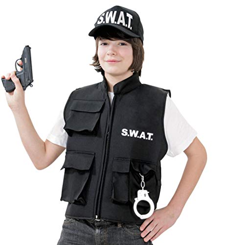 narrenwelt S.W.A.T Weste Swat Police Weste schwarz Kinder Größen: 152 von narrenwelt