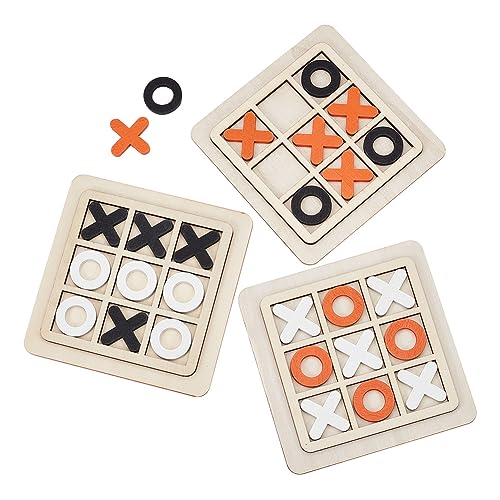 NBEADS 3 Sets 3 Farben hölzernes Tic Tac Toe Brett, Hölzernes XO Tic Tac Toe Tischspielset Klassisches Familienbrett für Erwachsene Familienparty Innendekoration, 15 x 15 cm von nbeads