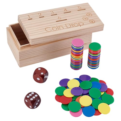 nbeads Münzwurfspiel Set Aus Holz, Inklusive 2 Würfel 100 Acryl Spielsteine 6 Slot Kiefernhalter Geschicklichkeitsbasiertes Penny Toss Spiel Für Familienfeiern Trinkspiele Oder Hand Augen Training nbeads Münzwurfspiel Set Aus Holz, Inklusive 2 Würfel 100 Acryl Spielsteine 6 Slot Kiefernhalter Geschicklichkeitsbasiertes Penny Toss Spiel Für Familienfeiern Trinkspiele Oder Hand Augen Training von nbeads