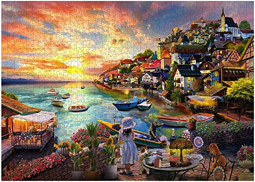 Puzzle,1000 Teile Puzzle für Kinder und Erwachsene oder ganze Familie,Erwachsenenpuzzle ，Mädchen am Meer von neo-life