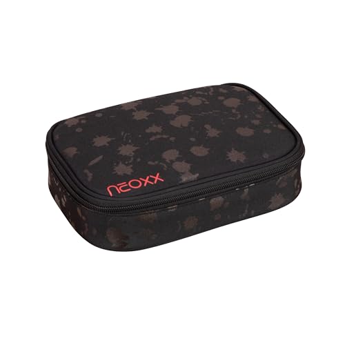 neoxx - Schlamperbox Dunk Splash in Black – Platz für EIN Geodreieck – Stifte Flap mit 26 Stifteschlaufen – ca. 23,5 x 17 x 6,5 cm – für Schulkinder von neoxx