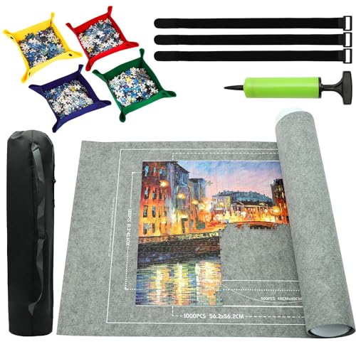 Puzzlematte 2000 Teile, Filz Puzzle Matte Grau, Puzzle Mat Roll, Puzzle Aufbewahrung Puzzlematte Zum Rollen, Puzzle Unterlagen Puzzlepad Puzzlerolle, Puzzleteppich, 80cm x 120cm von newsbirds