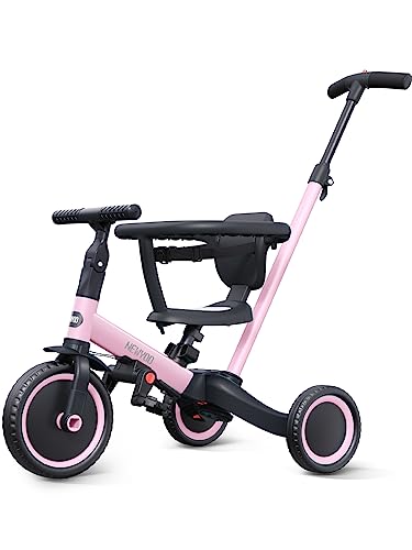 newyoo 5 in 1 Laufrad Dreirad, Dreirad ab 1-3 Jahr, Kinderdreirad mit schubstange, Kinderfahrrad, Laufräder Lauffahrrad inkl. Lenkstange, Sicherheitsbüge, TR008, Rosa newyoo 5 in 1 Laufrad Dreirad, Dreirad ab 1-3 Jahr, Kinderdreirad mit schubstange, Kinderfahrrad, Laufräder Lauffahrrad inkl. Lenkstange, Sicherheitsbüge, TR008, Rosa von newyoo