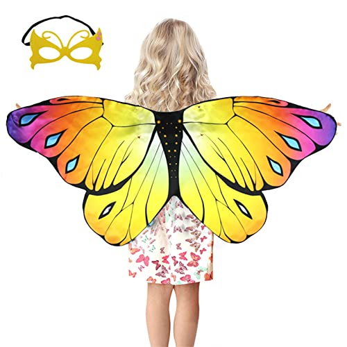 Mädchen Schmetterling Kostüm Damen Faschingkostüme Schmetterling Schal Flügel Schal Tuch Schmetterlingsflügel Erwachsene Poncho Umhang für Party Halloween Weihnachten Kostüm Cosplay Karneval Fasching von nezababy