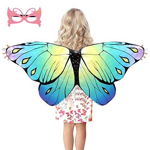 Mädchen Schmetterling Kostüm Damen Faschingkostüme Schmetterling Schal Flügel Schal Tuch Schmetterlingsflügel Erwachsene Poncho Umhang für Party Halloween Weihnachten Kostüm Cosplay Karneval Fasching von nezababy