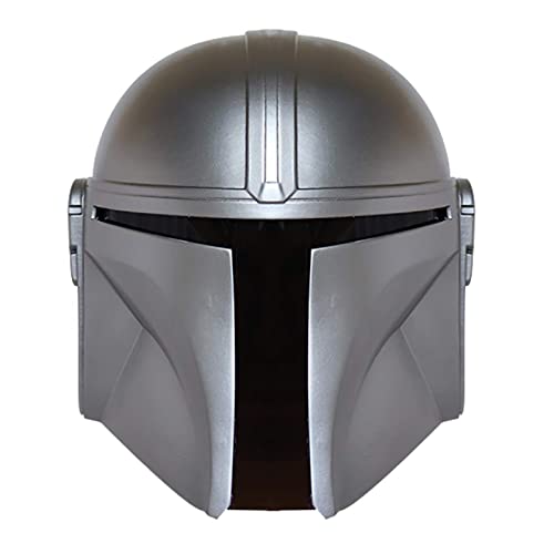 SW Mandalorian Helm Metall Cosplay Vollkopf Maske Sammlerstück Halloween Prop PVC (Silber Mandalorian) von nezababy