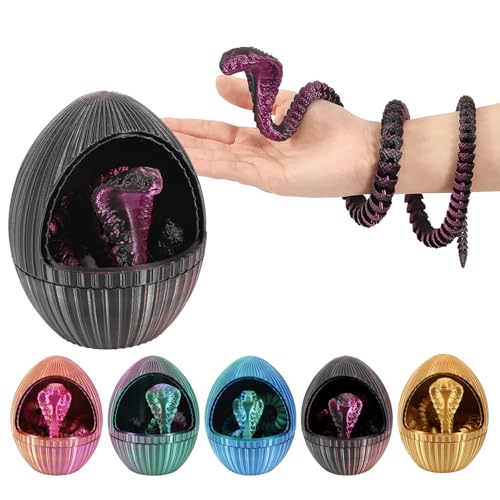 nezababy 3D Gedrucktes Schlangenei mit Schlange im Inneren, Bewegliche Viper, Schreibtischspielzeug für Führungskräfte, Dekorative Ostereierfüllungen, Ostergeschenke, Heimdeko (Black) von nezababy