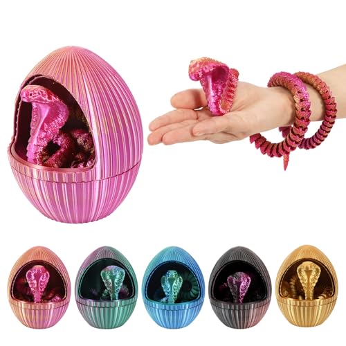 nezababy 3D Gedrucktes Schlangenei mit Schlange im Inneren, Bewegliche Viper, Schreibtischspielzeug für Führungskräfte, Dekorative Ostereierfüllungen, Ostergeschenke, Heimdeko (Pink) von nezababy