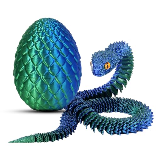 nezababy 3D Gedrucktes Schlangenei mit Schlange im Inneren, bewegliche Viper, Schreibtischspielzeug für Führungskräfte, dekorative Ostereierfüllungen, Ostergeschenke, Heimdeko (Blue) von nezababy