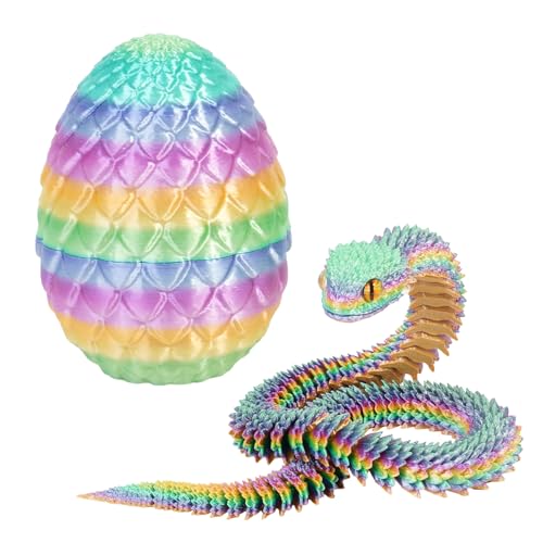 nezababy 3D Gedrucktes Schlangenei mit Schlange im Inneren, bewegliche Viper, Schreibtischspielzeug für Führungskräfte, dekorative Ostereierfüllungen, Ostergeschenke, Heimdeko (Color C) von nezababy