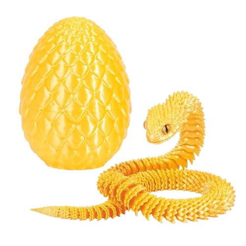 nezababy 3D Gedrucktes Schlangenei mit Schlange im Inneren, bewegliche Viper, Schreibtischspielzeug für Führungskräfte, dekorative Ostereierfüllungen, Ostergeschenke, Heimdeko (Gold) von nezababy