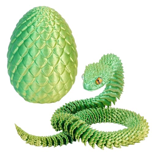 nezababy 3D Gedrucktes Schlangenei mit Schlange im Inneren, bewegliche Viper, Schreibtischspielzeug für Führungskräfte, dekorative Ostereierfüllungen, Ostergeschenke, Heimdeko (Green) von nezababy