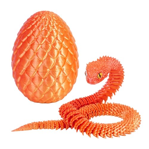 nezababy 3D Gedrucktes Schlangenei mit Schlange im Inneren, bewegliche Viper, Schreibtischspielzeug für Führungskräfte, dekorative Ostereierfüllungen, Ostergeschenke, Heimdeko (Orange) von nezababy