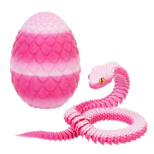 nezababy 3D Gedrucktes Schlangenei mit Schlange im Inneren, bewegliche Viper, Schreibtischspielzeug für Führungskräfte, dekorative Ostereierfüllungen, Ostergeschenke, Heimdeko (Pink) von nezababy