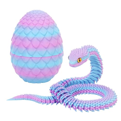 nezababy 3D Gedrucktes Schlangenei mit Schlange im Inneren, bewegliche Viper, Schreibtischspielzeug für Führungskräfte, dekorative Ostereierfüllungen, Ostergeschenke, Heimdeko (Pink & Blue) von nezababy