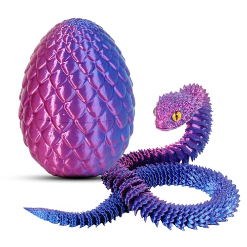 nezababy 3D Gedrucktes Schlangenei mit Schlange im Inneren, bewegliche Viper, Schreibtischspielzeug für Führungskräfte, dekorative Ostereierfüllungen, Ostergeschenke, Heimdeko (Purple) von nezababy