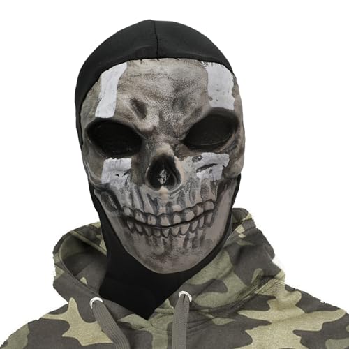 nezababy Geistermaske Totenkopfmaske Kabeljaumaske Call Balaclava Duty Vollgesichts-Kopfbedeckung Halloween-Kostüm-Requisite für Männer und Frauen (Ghost Maske) von nezababy