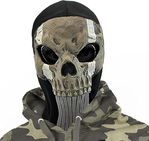 nezababy Geistermaske Totenkopfmaske Kabeljaumaske Call Balaclava Duty Vollgesichts-Kopfbedeckung Halloween-Kostüm-Requisite für Männer und Frauen (Ghost Maske-B) von nezababy