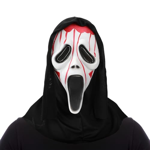 nezababy Ghostface Mask Skull Mask Ghost Face Mask Headwear Creepy Cosplay Prop for Masquerade Party Carnival Halloween Decoration (Ghostface Maske-A) von nezababy