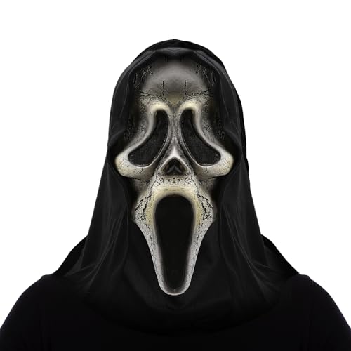 nezababy Ghostface Mask Skull Mask Ghost Face Mask Headwear Creepy Cosplay Prop for Masquerade Party Carnival Halloween Decoration (Ghostface Maske-C) von nezababy