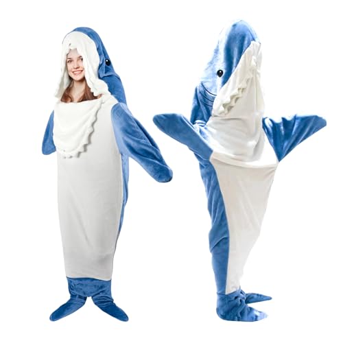 nezababy Hai Decke Shark Onesie Zum Anziehen, Hai Kostüm Halloween Weihnachten Schlafanzug, Tier Cosplay Pyjama für Erwachsene von nezababy